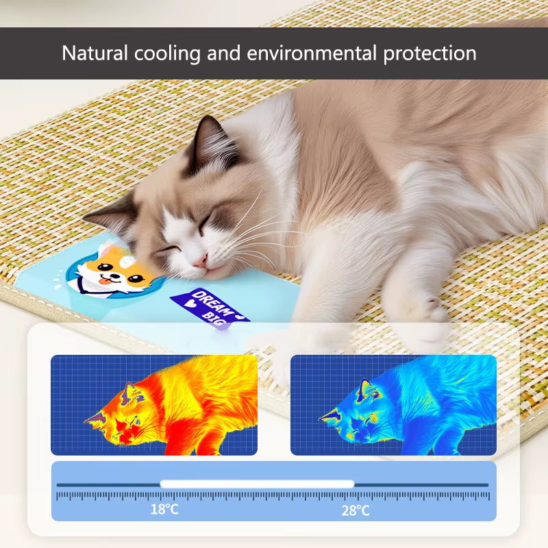 Pet Summer Mat Nest Cat Natural Weave Pet Ice Mat Pet Mat Pet Bed Dogs House Cat Home Pet Bed Pet Ice Mat